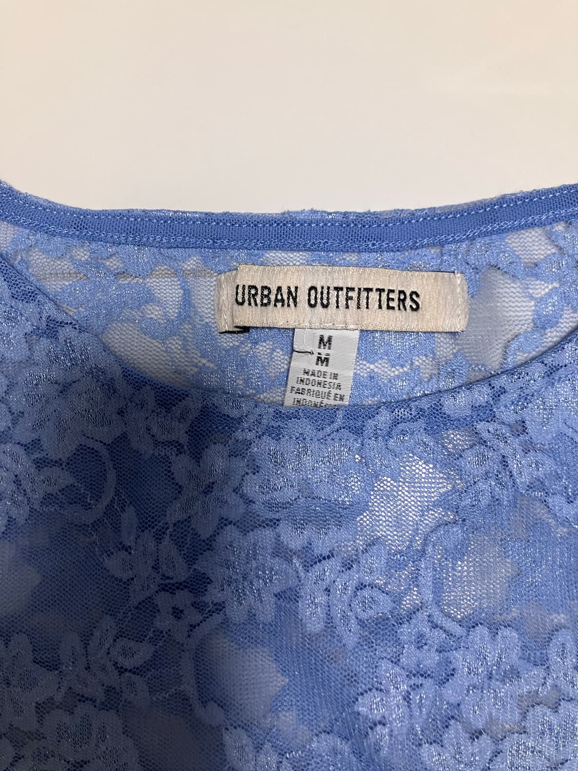 소라색 하늘색 얼반아웃피터스 레이스 탑 긴팔 크롭 레이어드 티 상품이미지4