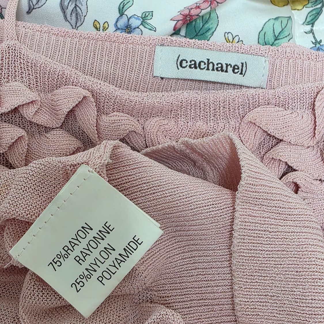 유럽빈티지 cacharel)핑크 히메갸루st 로맨틱셔링 시스루 슬리브리스 상품이미지4