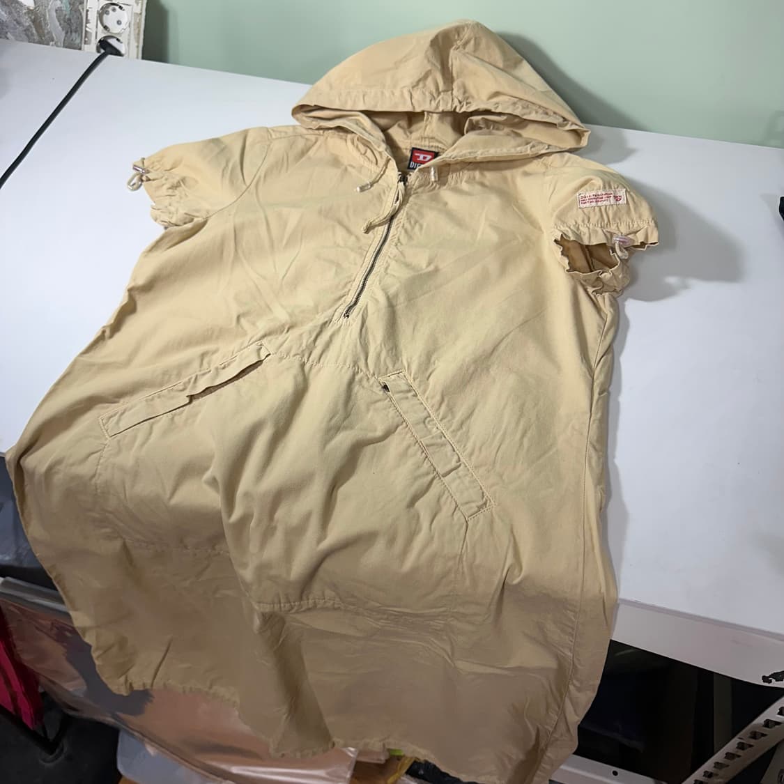 우먼M 디젤 파스텔베이지 써머코튼 A라인 후디 코튼 롱원피스 상품이미지1