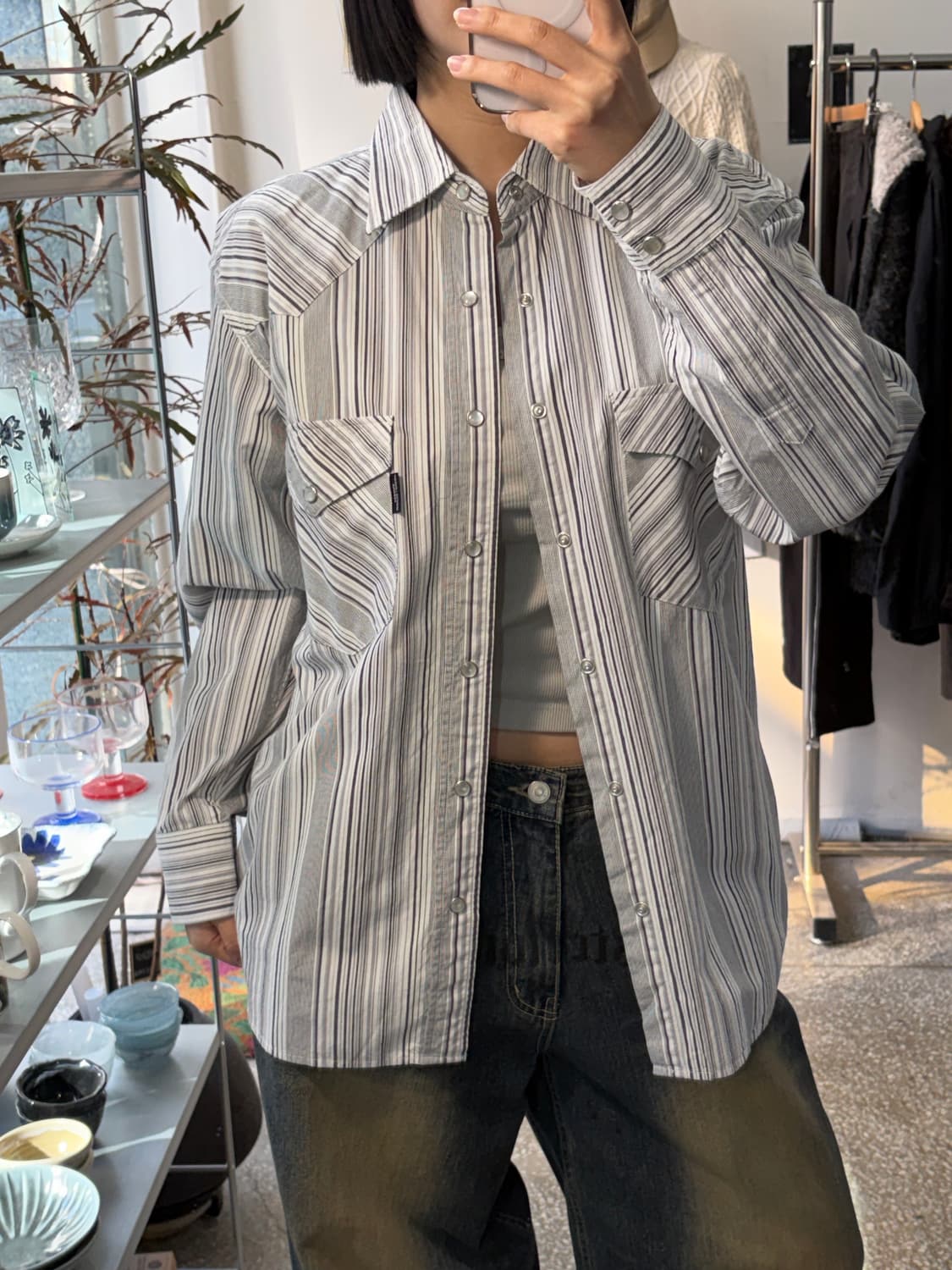 미치코런던코시노 스트라이프 셔츠 상품이미지1