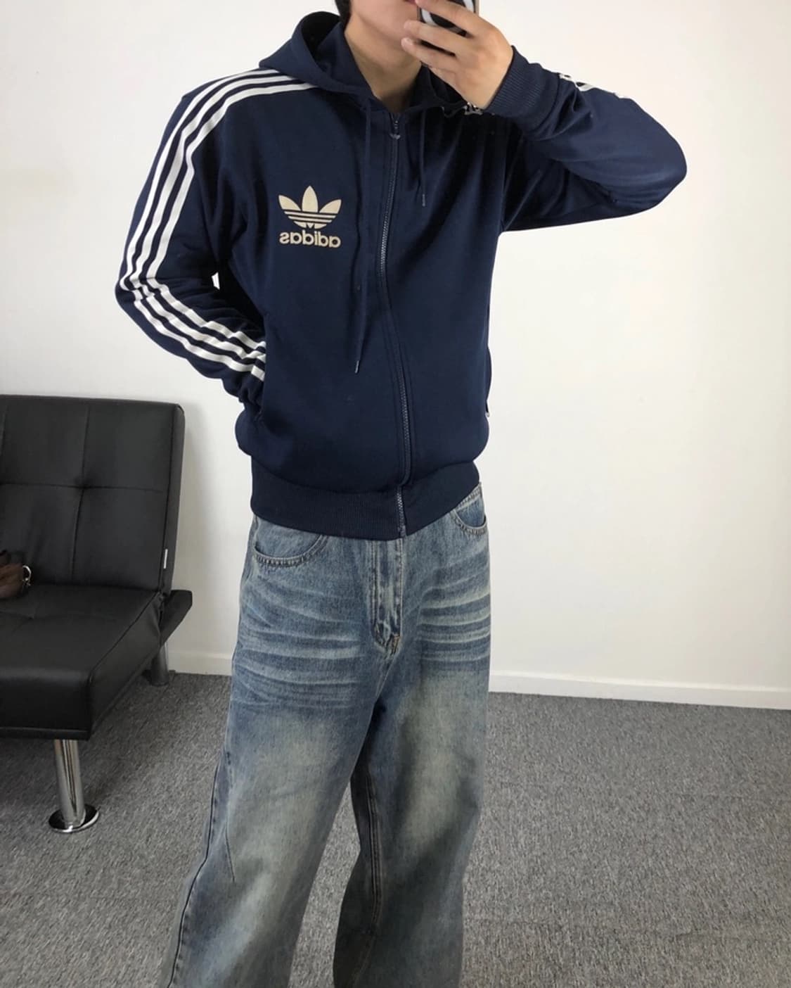 아디다스 크롭 3stripes 빈티지 후드져지 상품이미지2