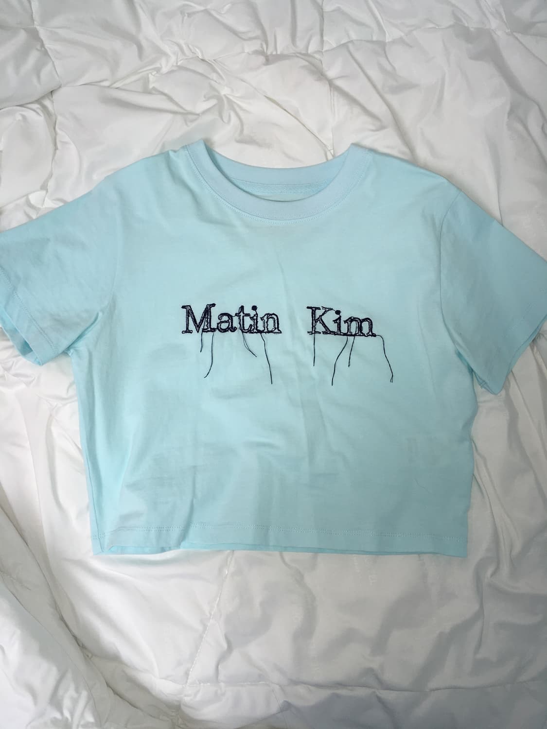 LOGO THREAD POINT CROP TOP IN LIGHT BLUE 상품이미지2