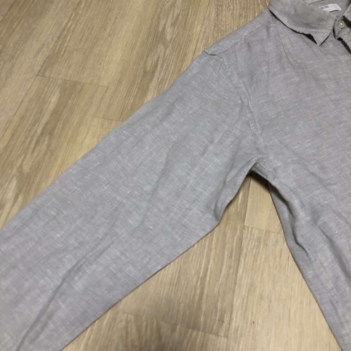 (L) 유니클로 UNIQLO 프리미엄 린넨 셔츠 그레이 유니클로 린넨셔츠 상품이미지2