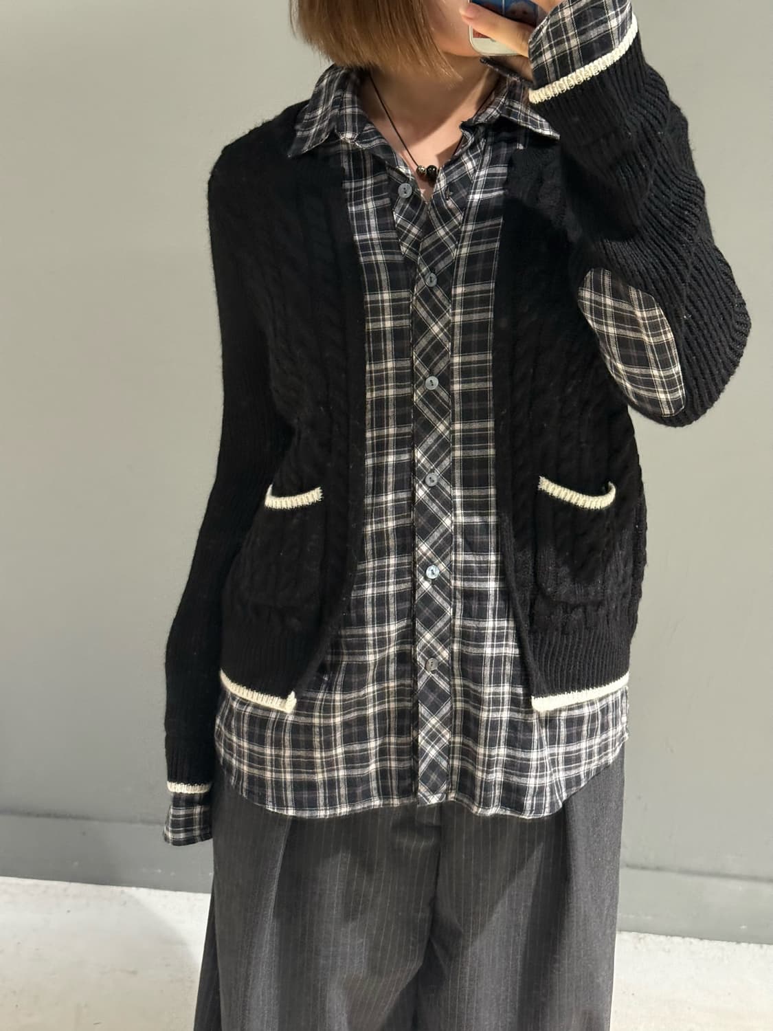 shirt layered elbow patch cardigan 상품이미지2
