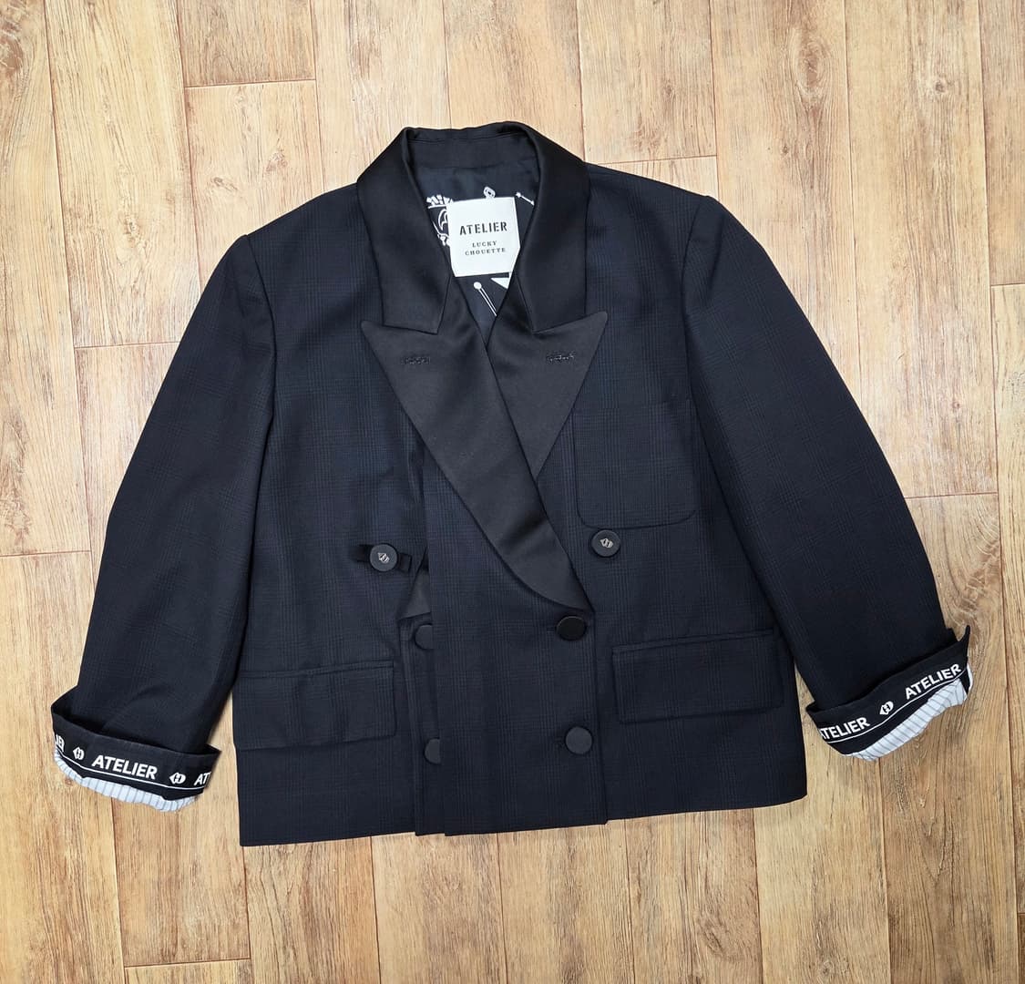 럭키슈에뜨 아뜰리에(LUCKYCHOUETTE) 체크패턴 더블자켓 프리 상품이미지5