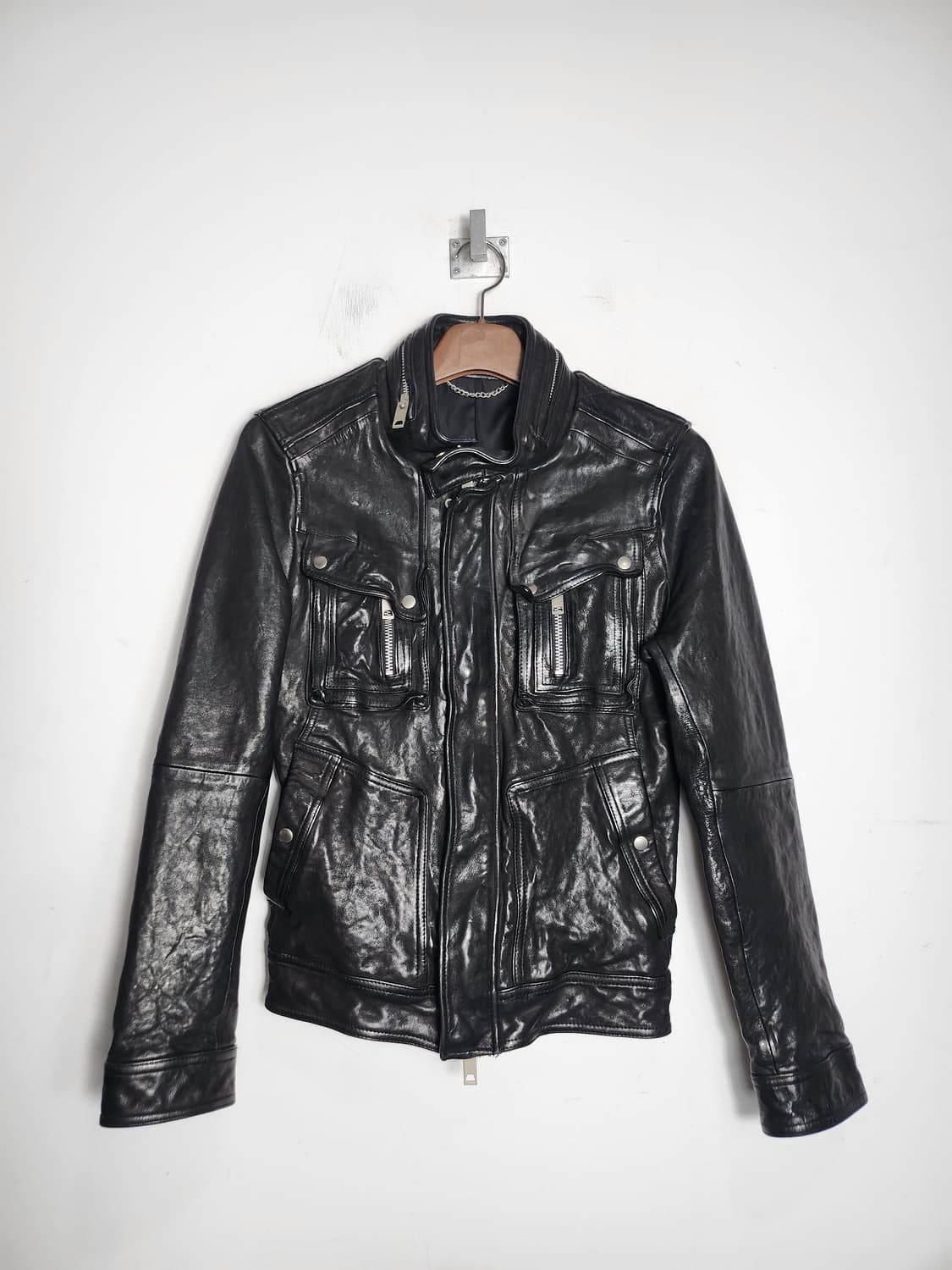 빈티지 멀티 포켓 라이더 가죽 자켓 상품이미지1