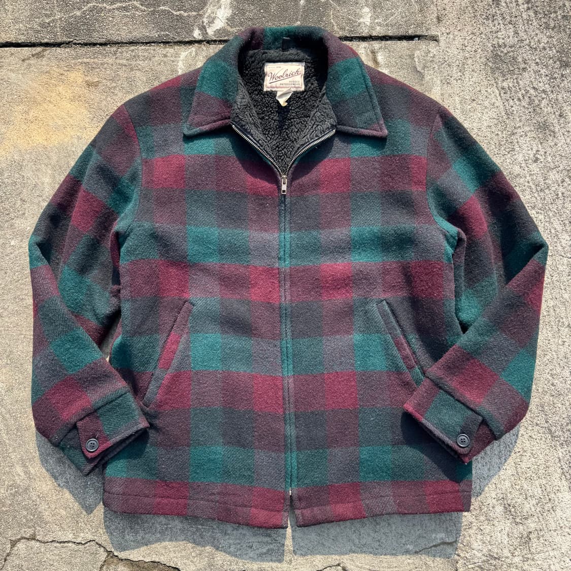 [L] Woolrich 울리치 체크 울 쉐르파 자켓 상품이미지1