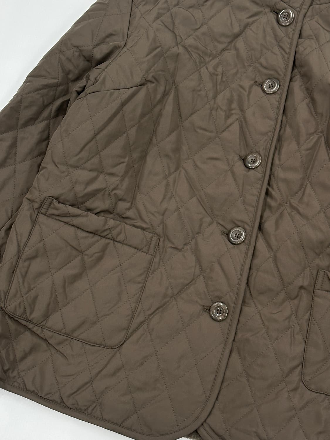 그런지 브라운 누빔 퍼 안감 러블리 아방핏 아우터 히피 에스닉 아메카지 상품이미지5