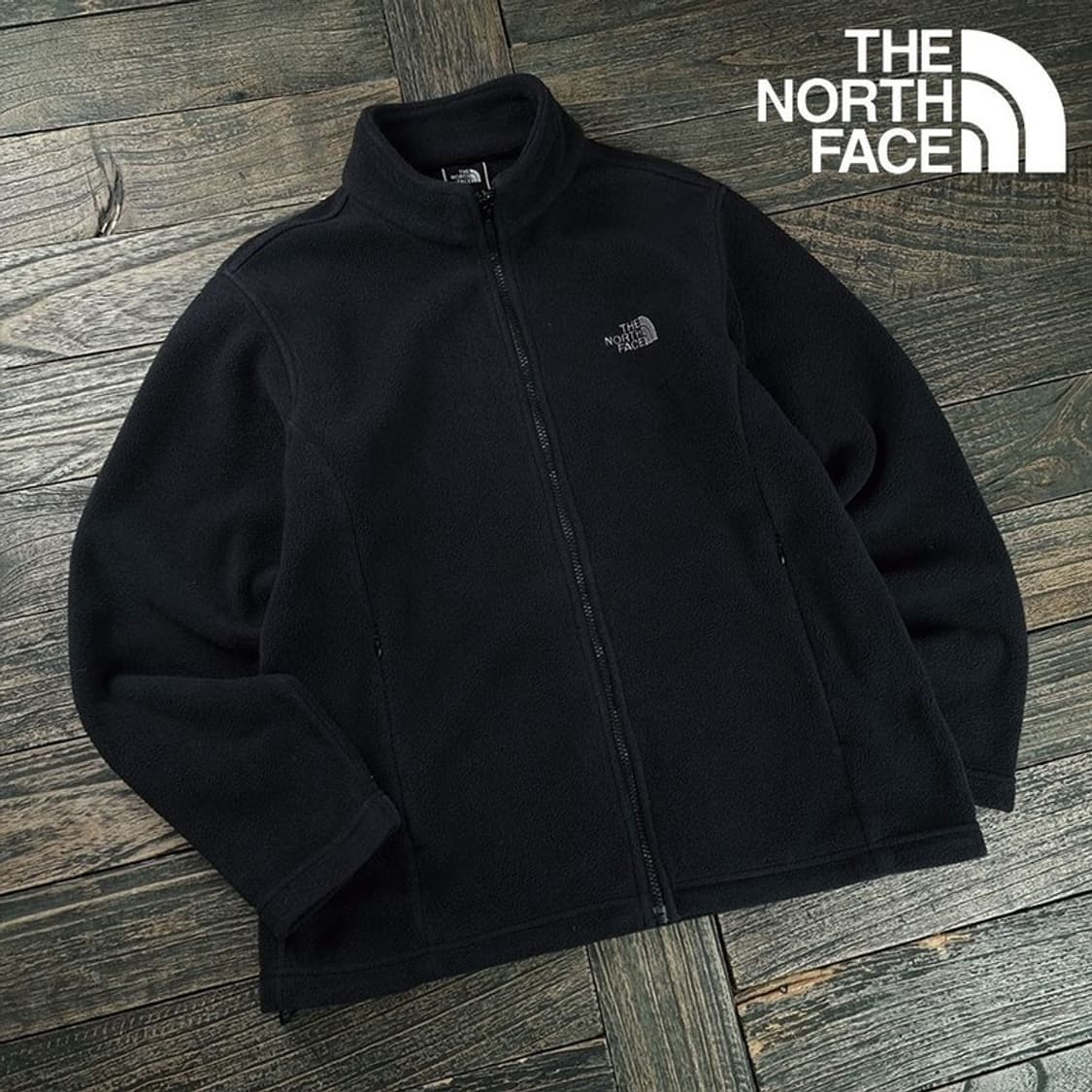 [노스페이스] 로고 자수 플리스 후리스 집업 자켓 블랙 M19600 상품이미지1