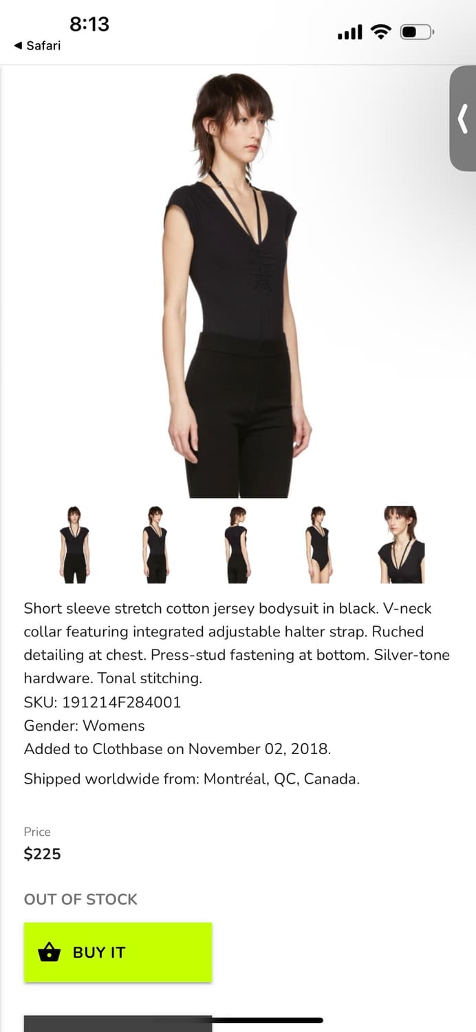 새상품 컨디션 Alexander Wang 블랙 바디수트 XS(44,55가 상품이미지4
