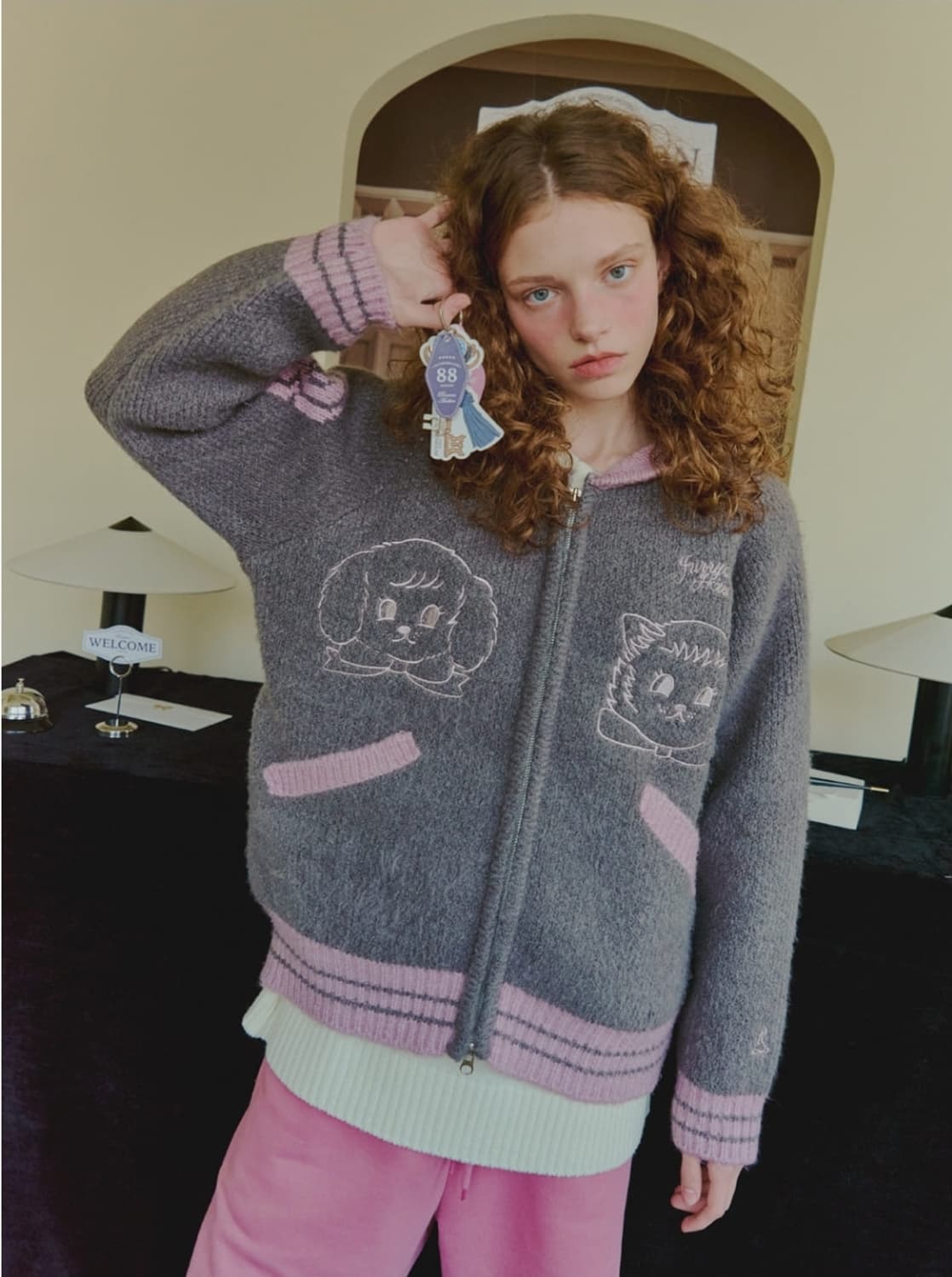 론론 furry 고양이 니트 후드집업 후드가디건 상품이미지4