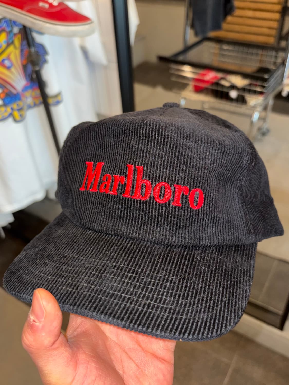 Marlboro logo corduroy black trucker cap 상품이미지6