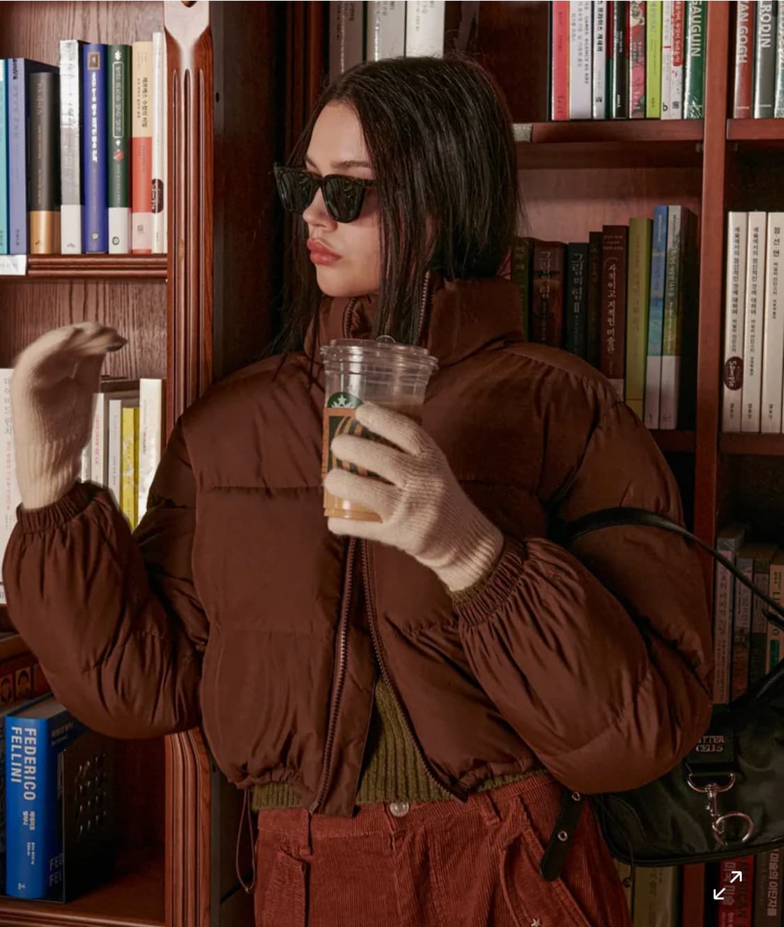 비터셀즈 스파클링 크롭 푸퍼 자켓-브라운  상품이미지1