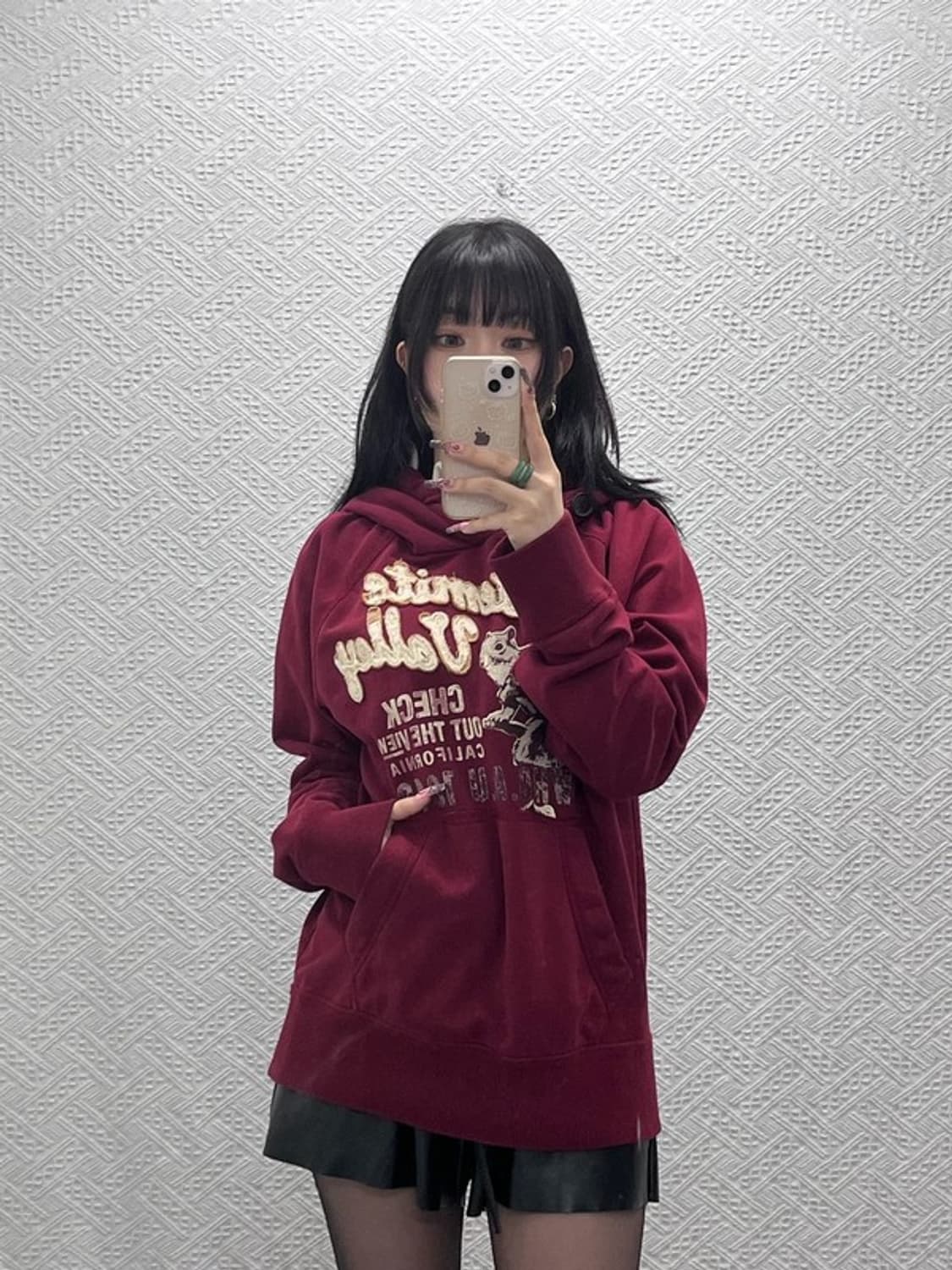 후아유 컨트리 레트로 빈티지 00's 버건디와인 후드티 XL C11921 상품이미지2