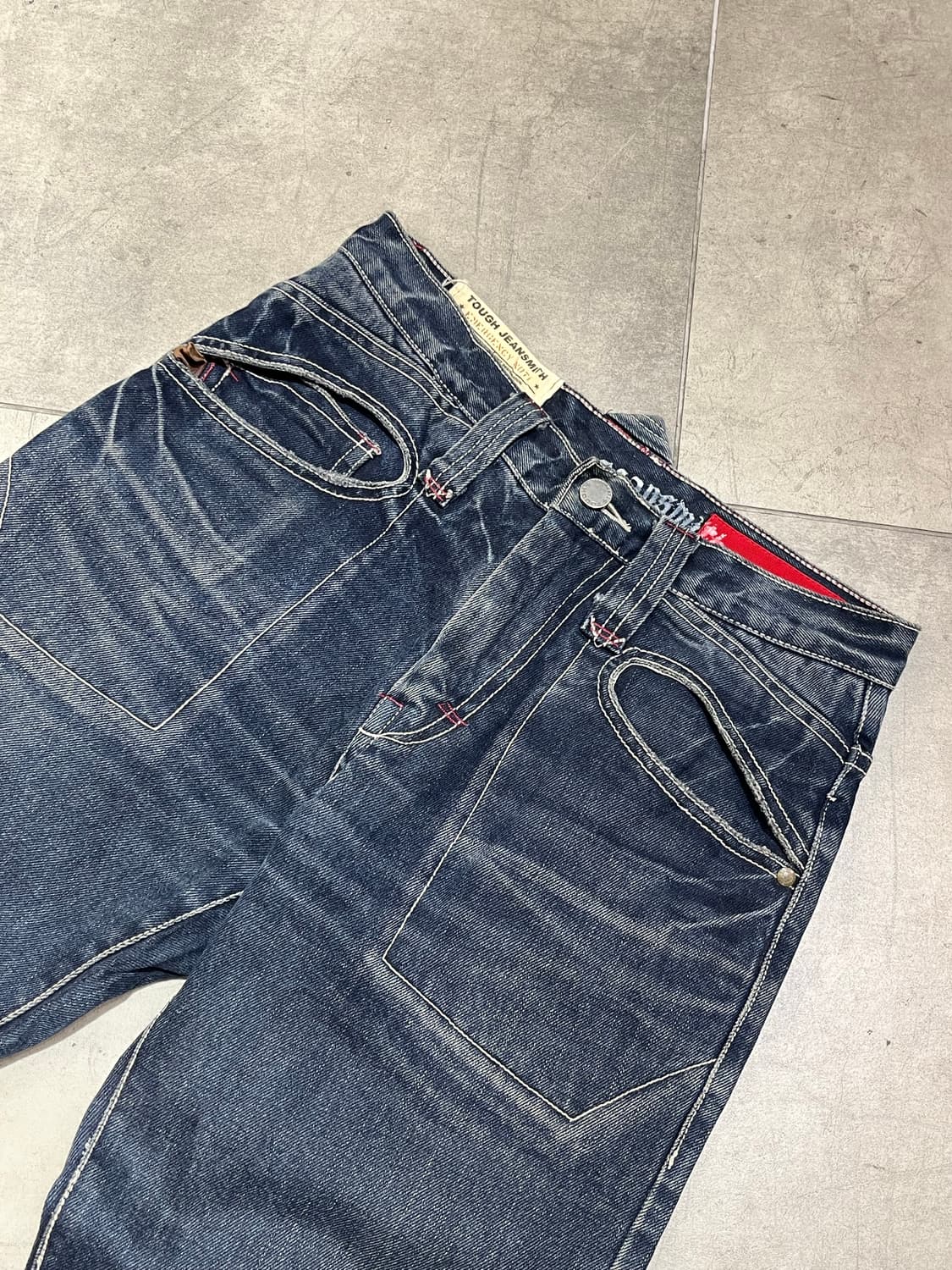 Tough jeansmith 빈티지 워싱 진청 와이드 데님 팬츠 상품이미지5