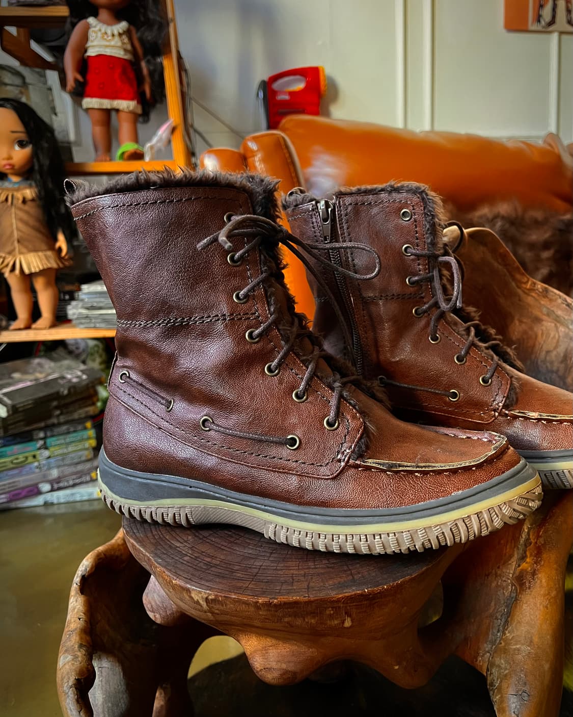 the oasis Japan Brown Leather Fur Worker 상품이미지4