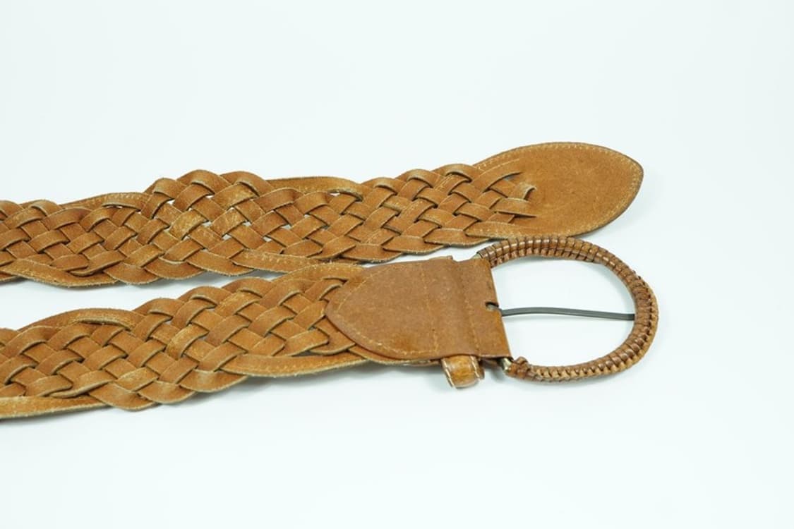 카멜 브라운 레더 위빙 꼬임 벨트 상품이미지6