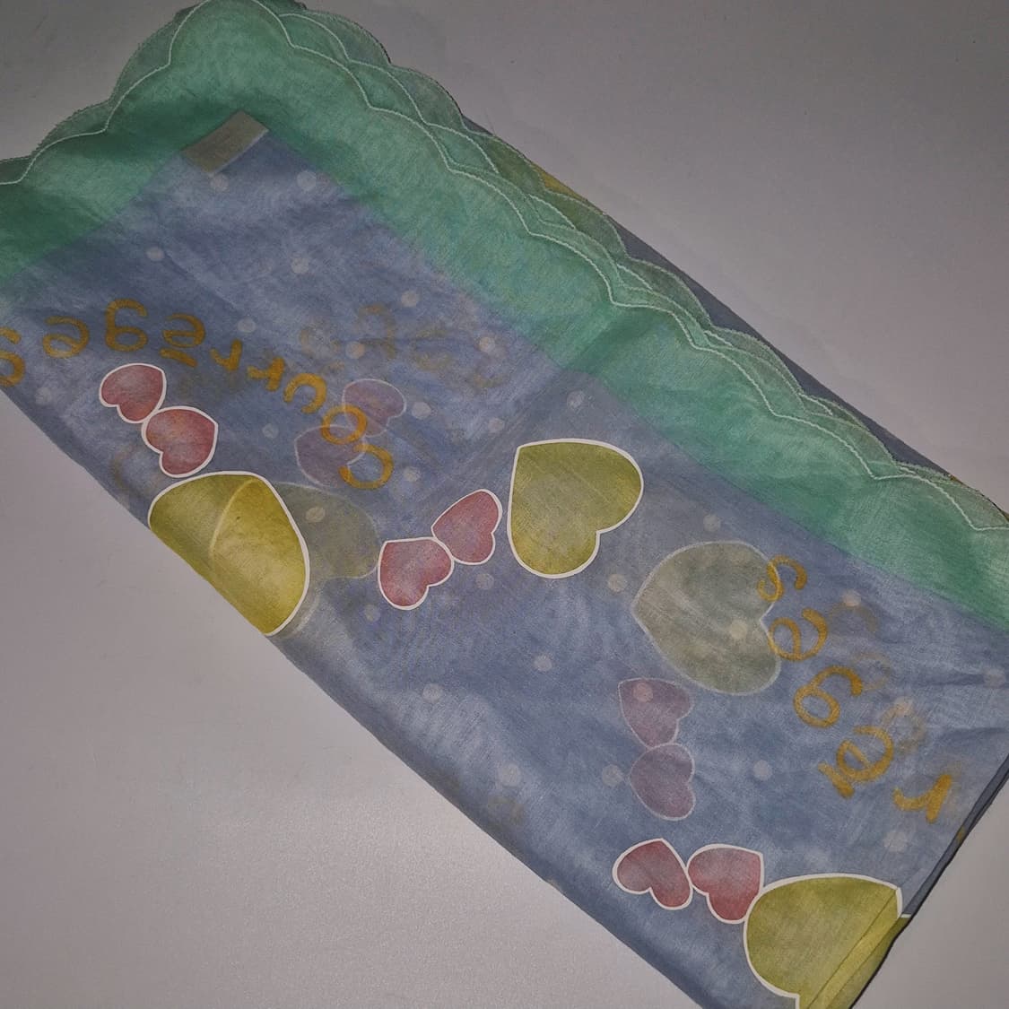 90s 꾸레쥬 하트 물방울 꽃잎 스카프 패브릭 상품이미지6