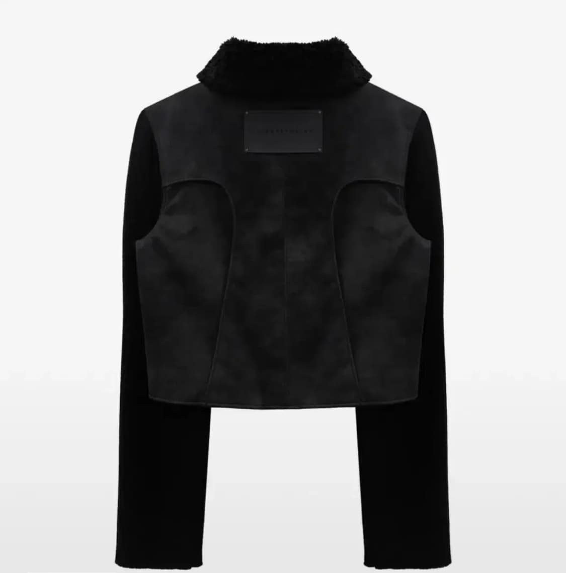 트리밍버드 니트 슬리브 투웨이 크랙 레더 자켓 블랙 상품이미지3