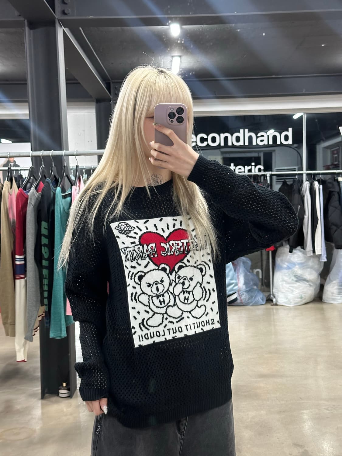 히스테릭 글래머 퍽베어 그물 니트 상품이미지3