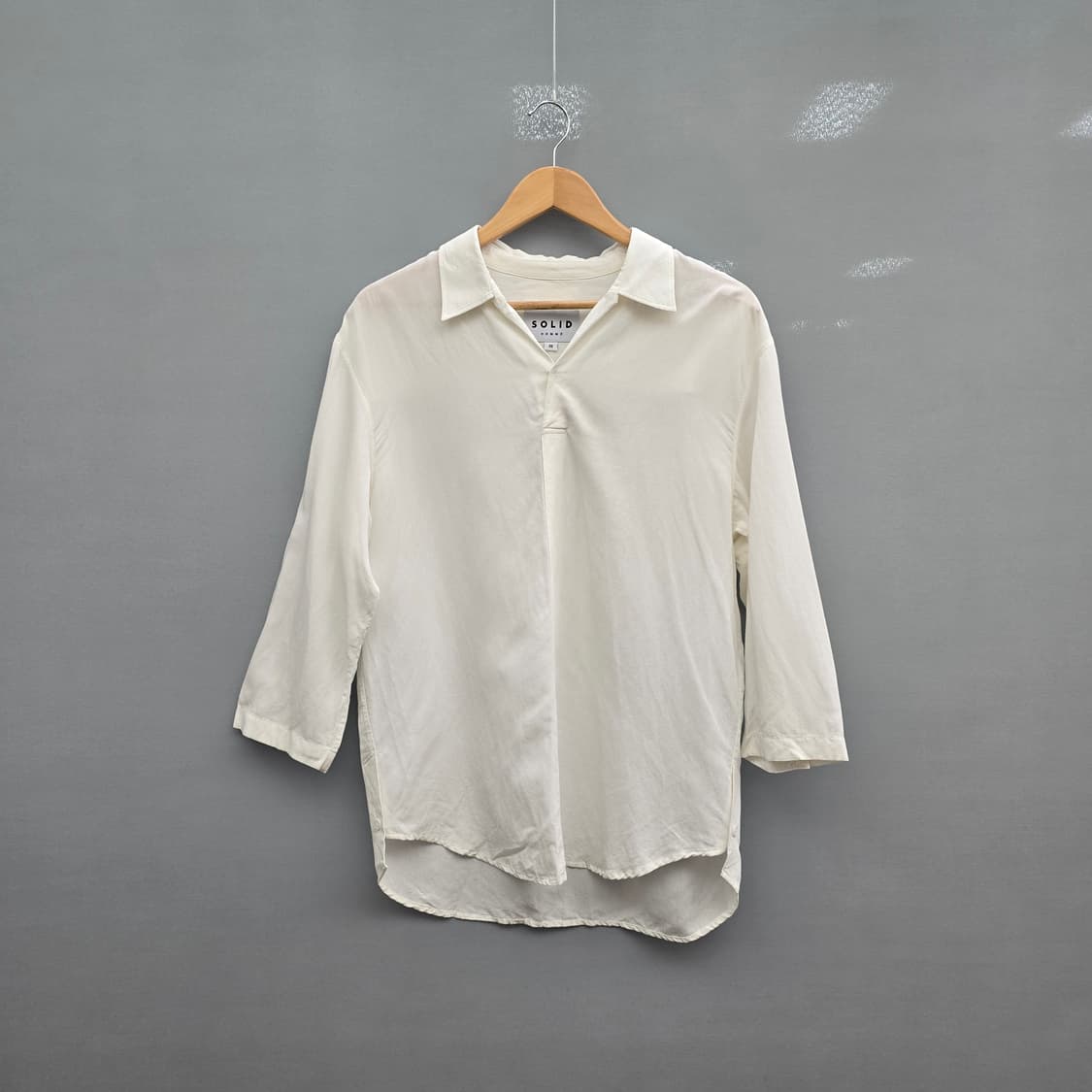 솔리드 옴므 7부 소매 셔츠 화이트 상품이미지1