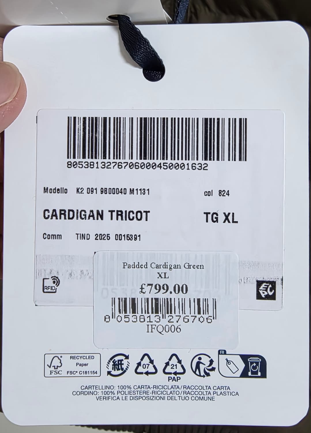 몽클레어 남성 패딩 니트 카디건, Tricot / XL 상품이미지7