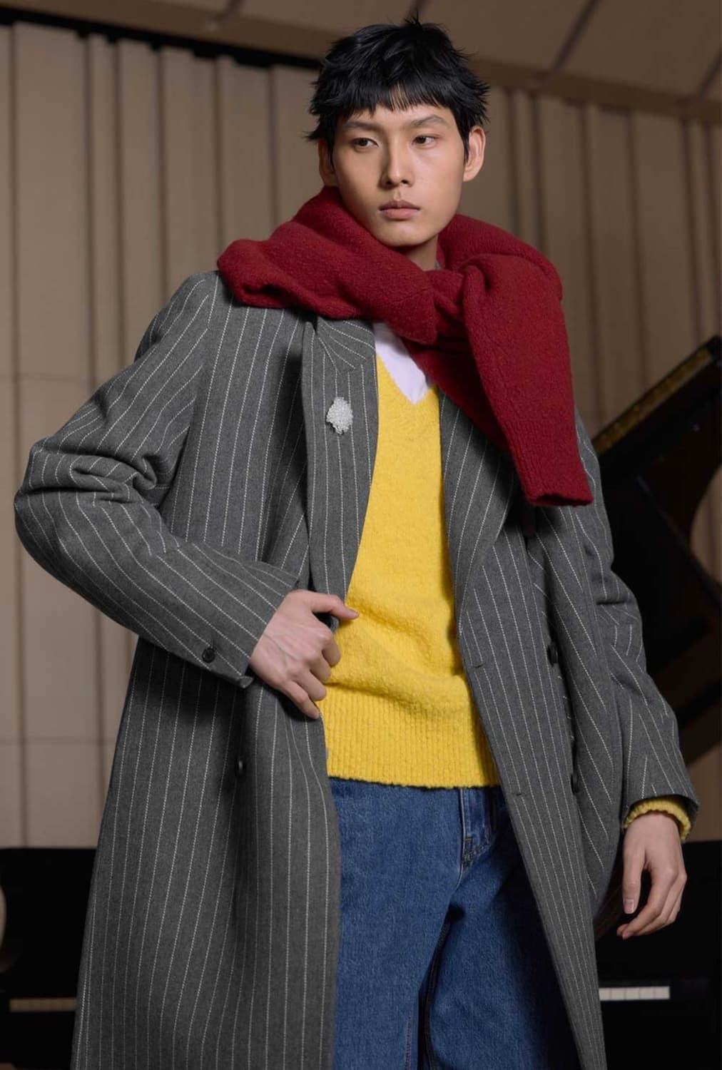 STU stripe classic coat grey 상품이미지5