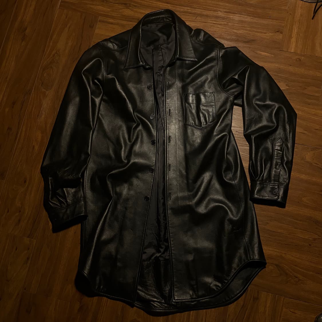 UNIQUE SILHOUETTE LAMBSKIN LONG SHIRT 상품이미지5