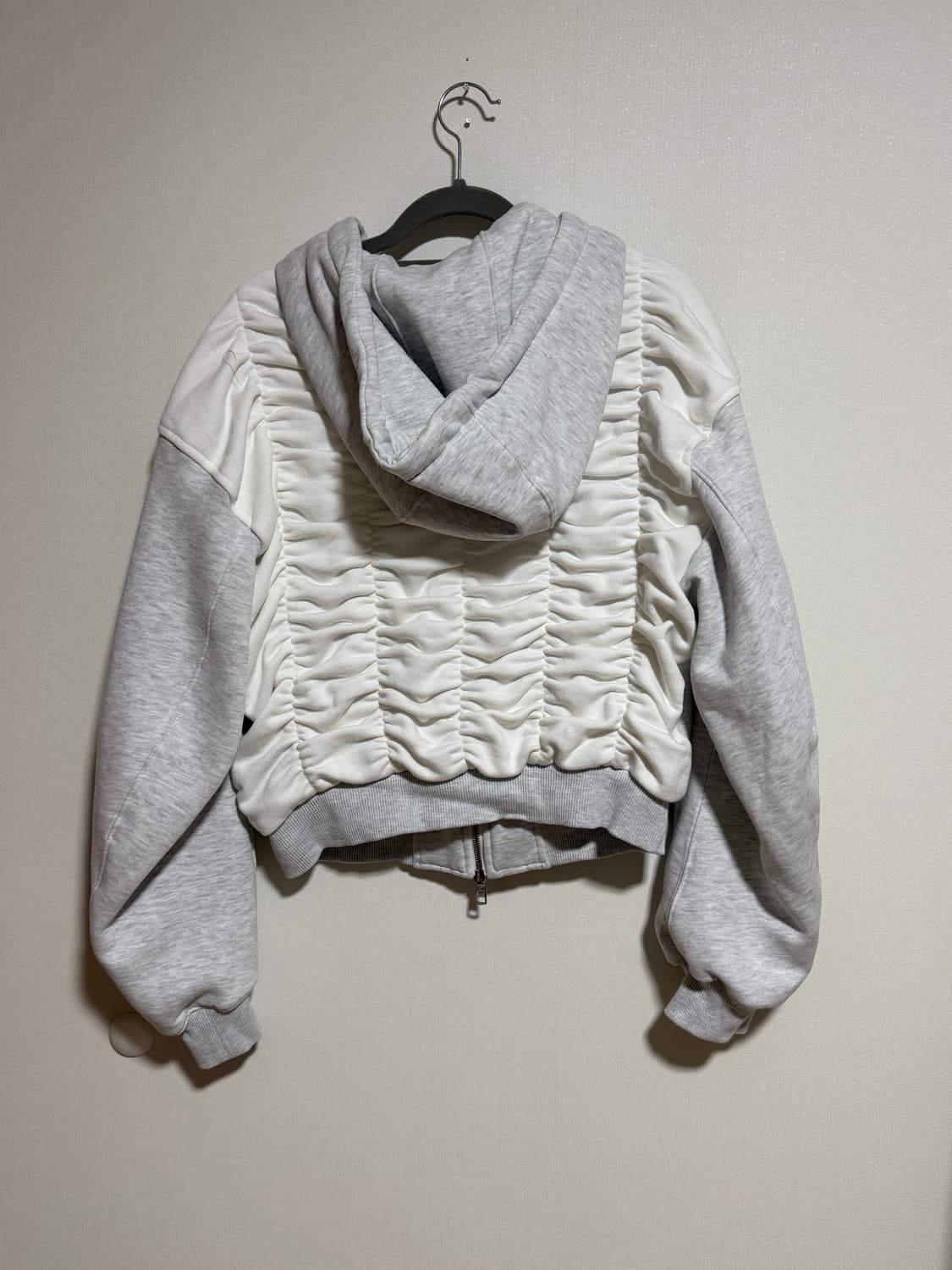 김미더영 백 셔링 후드집업 라이트 그레이 상품이미지6