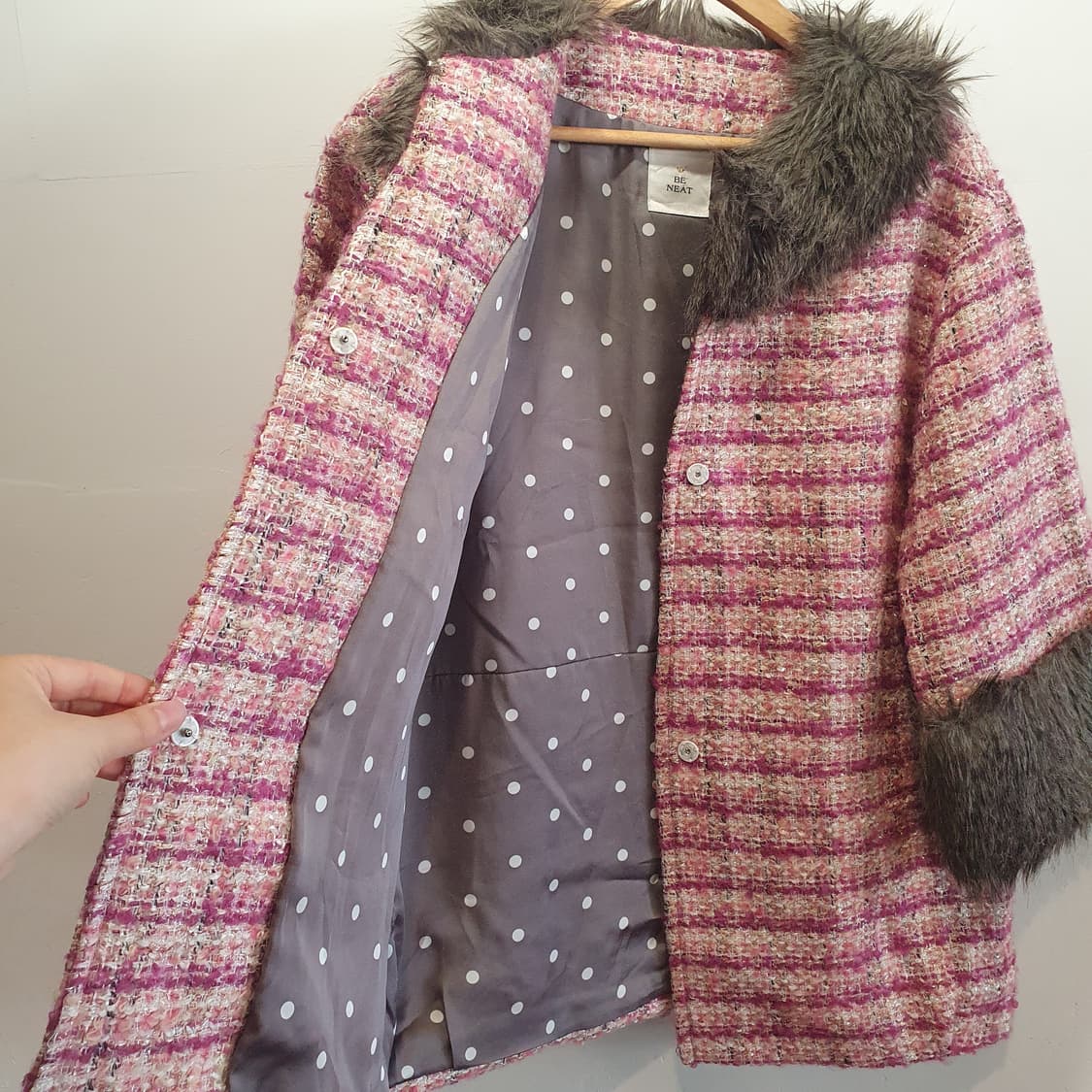 핑크 트위드 코트 made in japan  상품이미지4