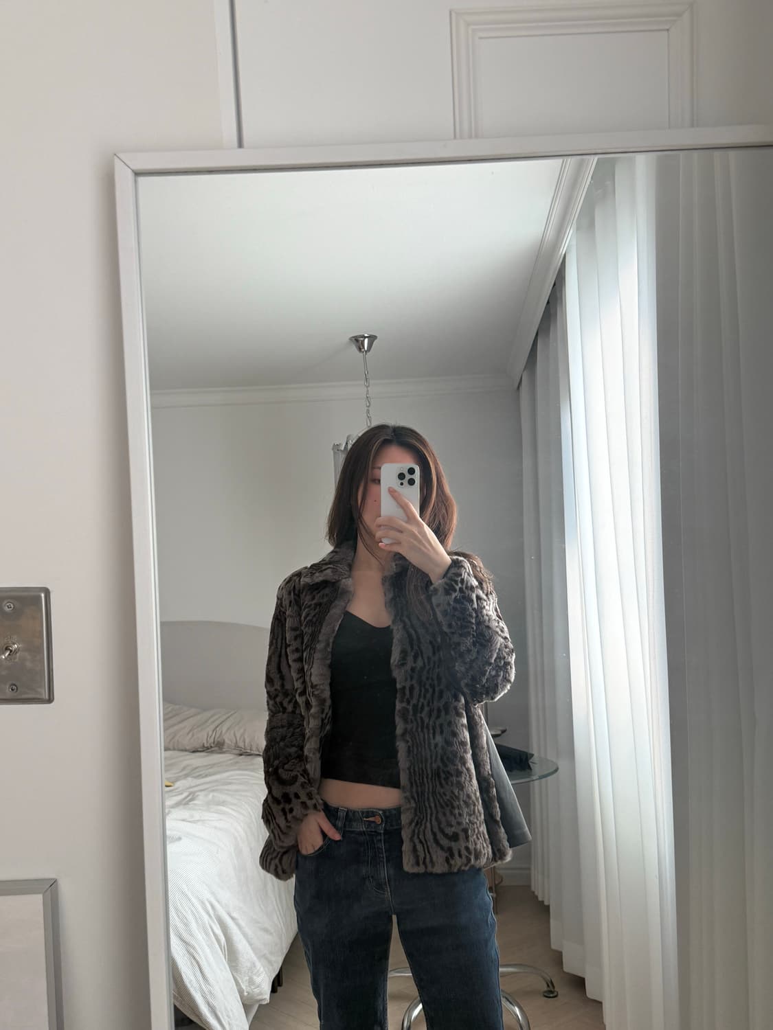 타이거 프린트 리얼 퍼 코트 fur coat 상품이미지2