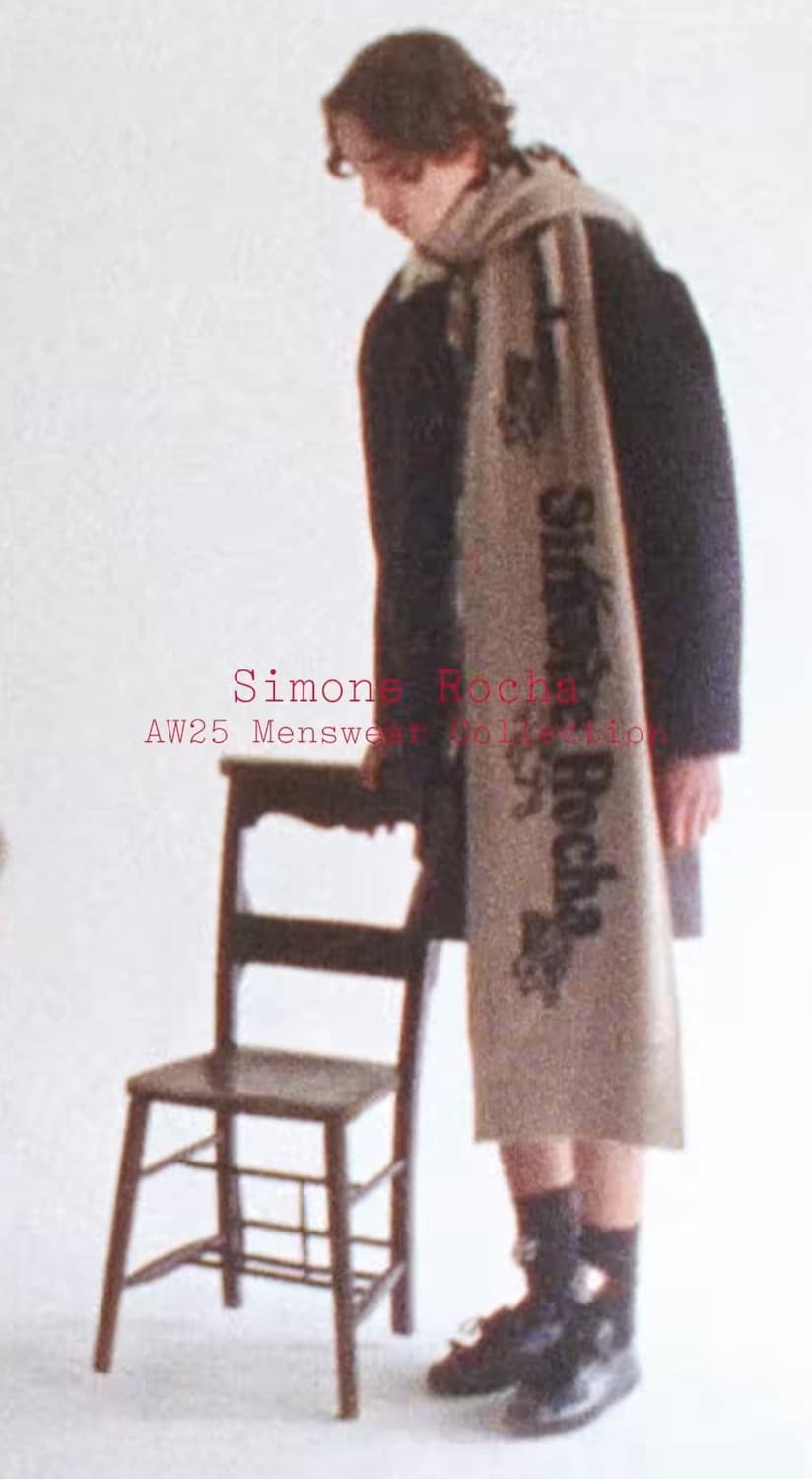 시몬로샤 25fw 로고 그래픽 캐시미어 머플러_오트/블랙 상품이미지4