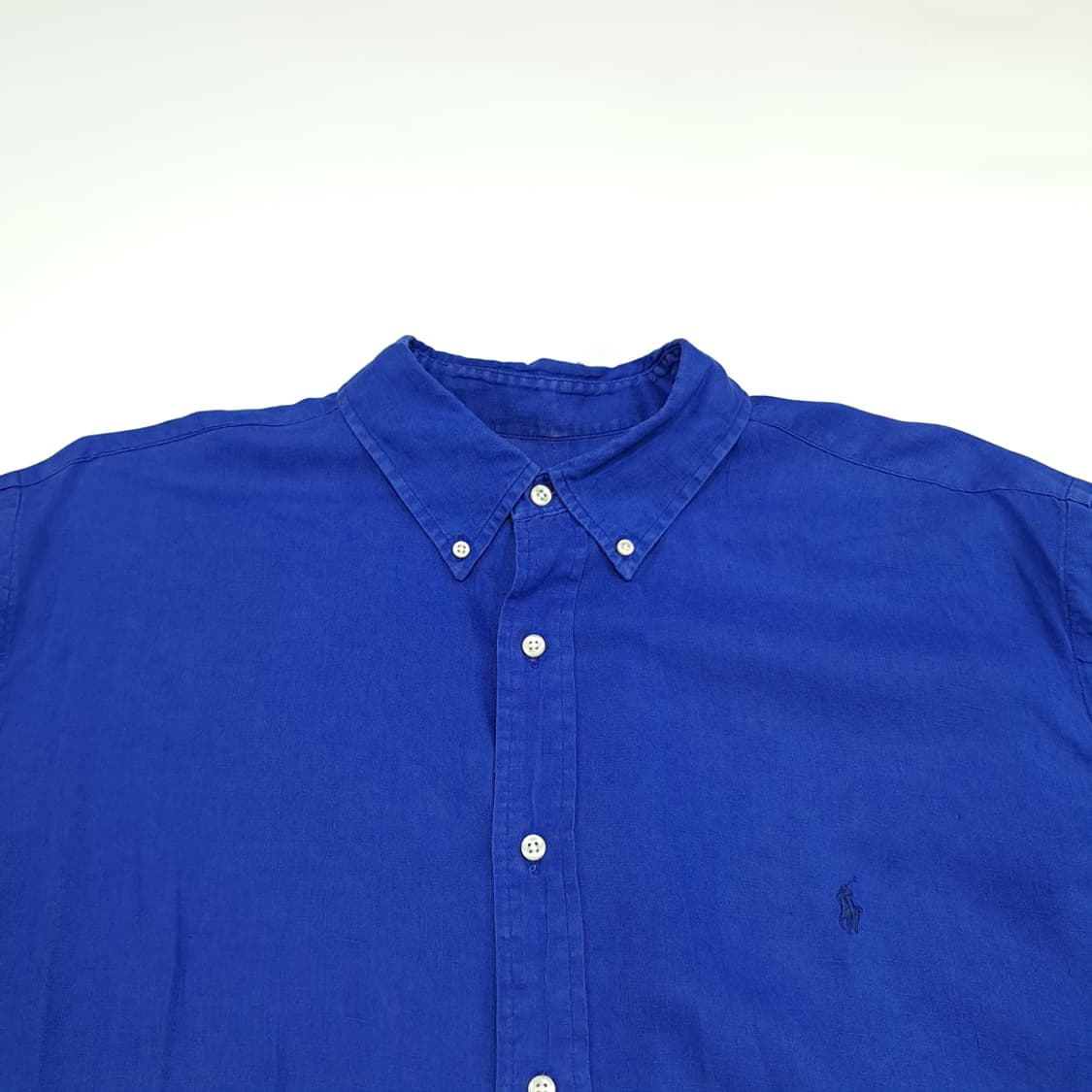 Co492 2XL Tall 폴로 랄프로렌 로얄블루 린넨 반팔 셔츠 남방 상품이미지2