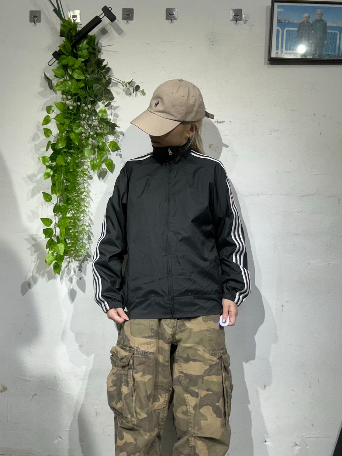 아디다스 블랙 00s 고프코어 화이트 삼선 바람막이 자켓 M 상품이미지2