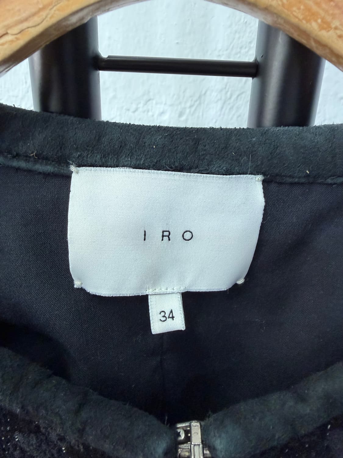 정품) IRO 이로 한섬 체크 패턴 블랙 가죽 붐버 자켓 34 상품이미지6