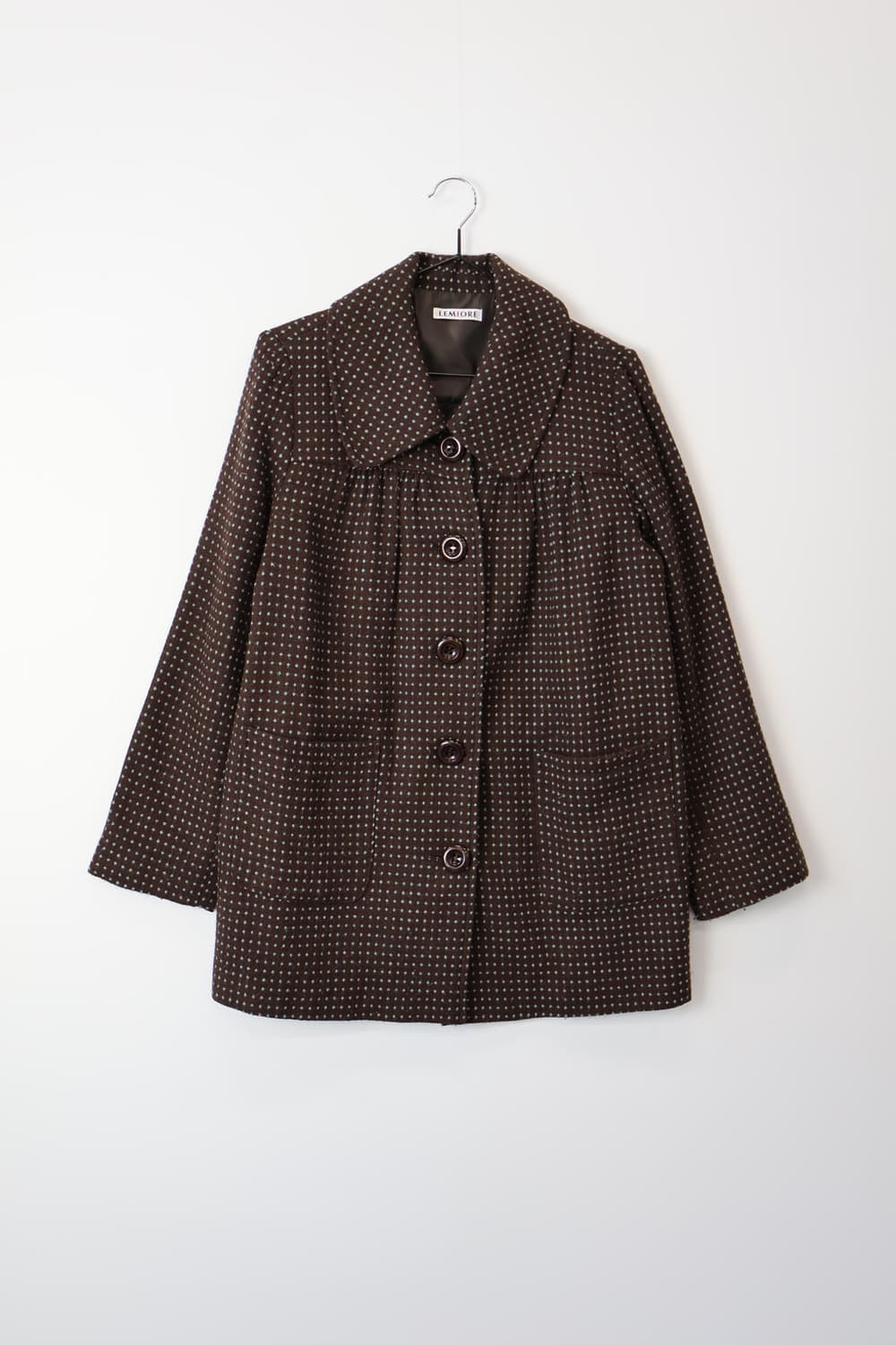 LEMIORE Brown Dotted Wool-Blend Coat 상품이미지5