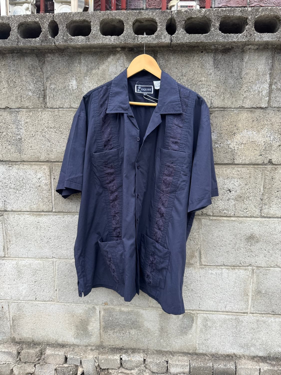 90s esquire 빈티지 쿠바 구아야베라 셔츠 네이비 2xl 상품이미지1