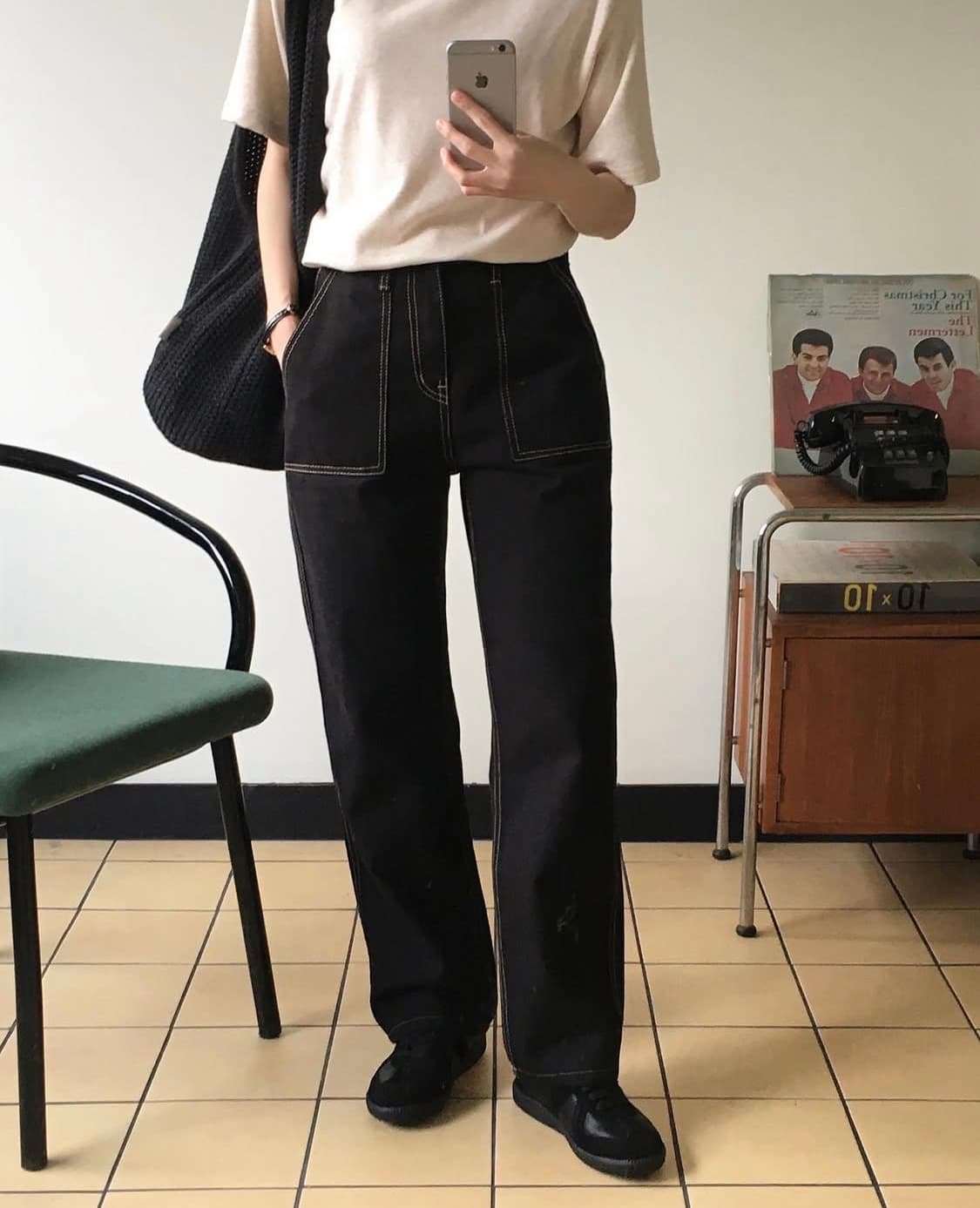 (새상품) 98도씨 OAT 히트 포켓 스트레이트 진 (기모바지) 상품이미지3