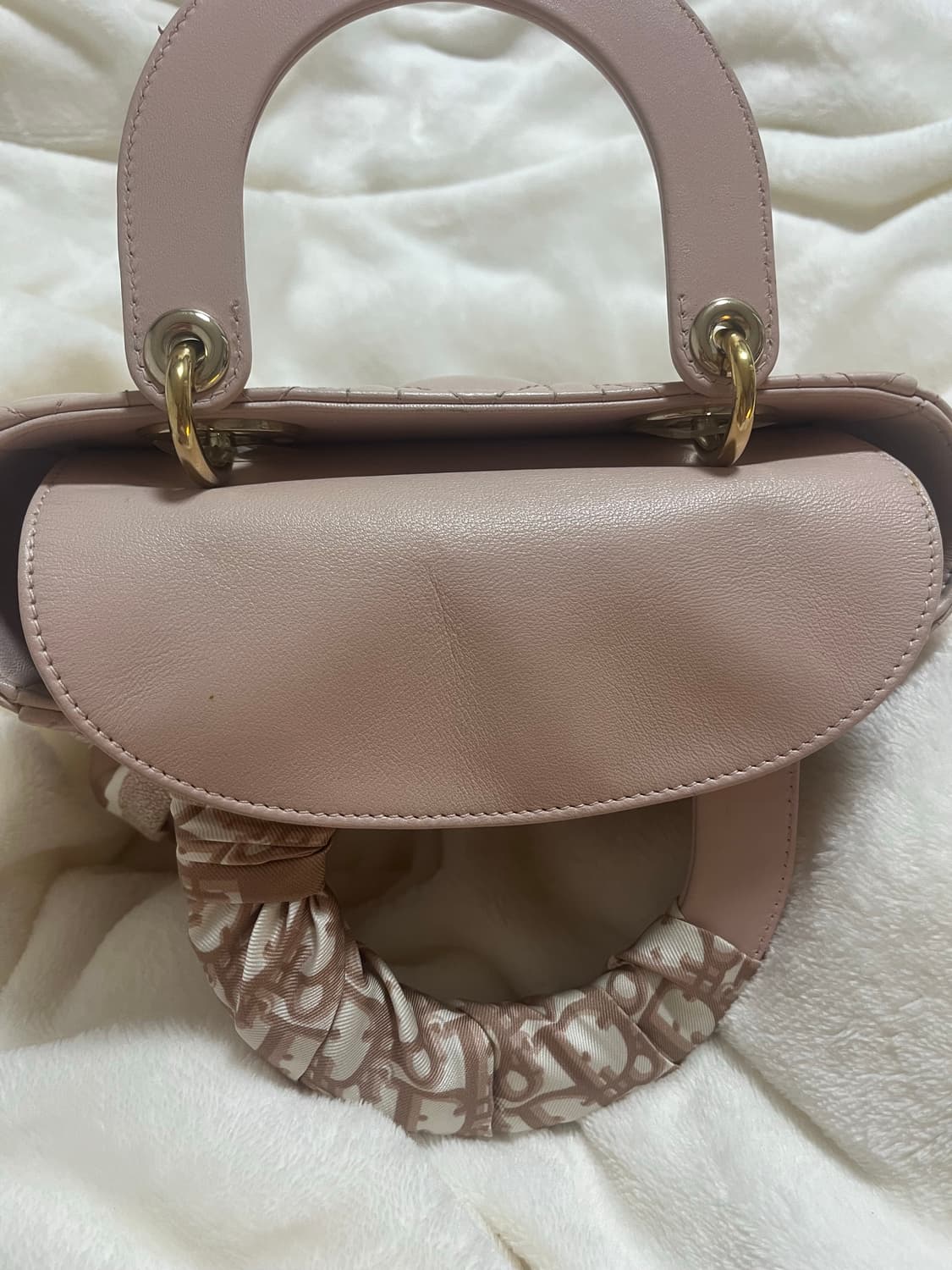 [정품] 레이디디올 스몰 디올 숄더백 가방 백 파우더핑크 미챠 스카프 상품이미지8