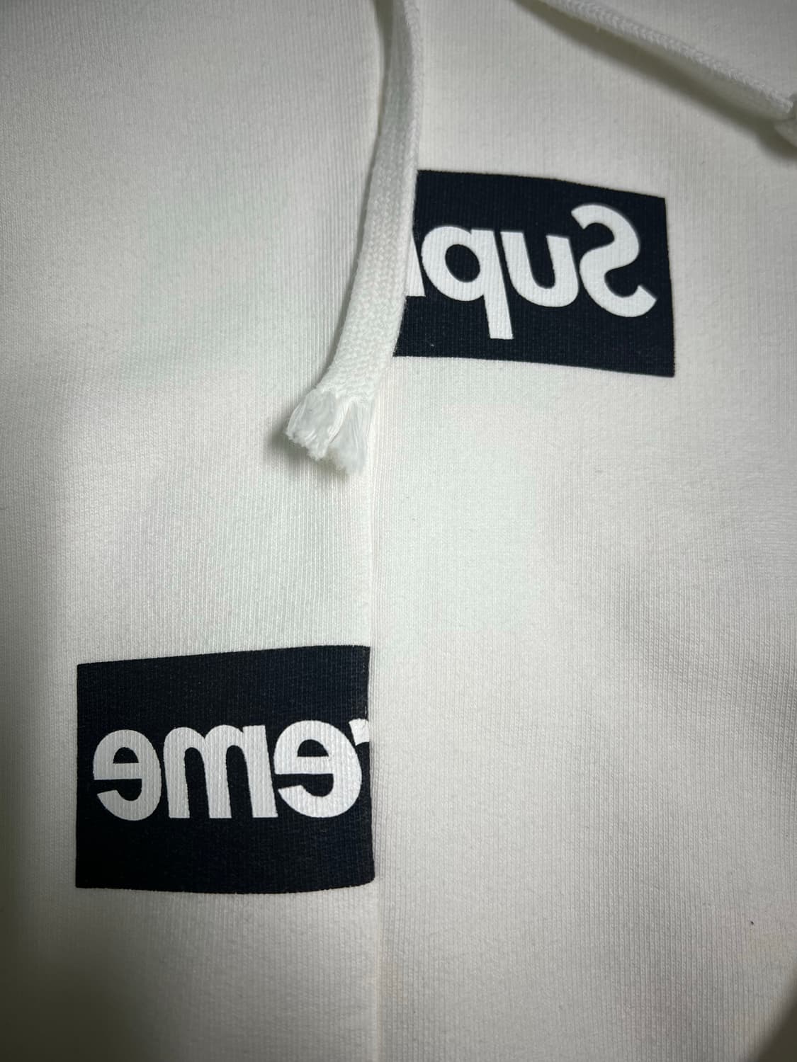 슈프림 x 꼼데 박스로고 후드 화이트 M 상품이미지4