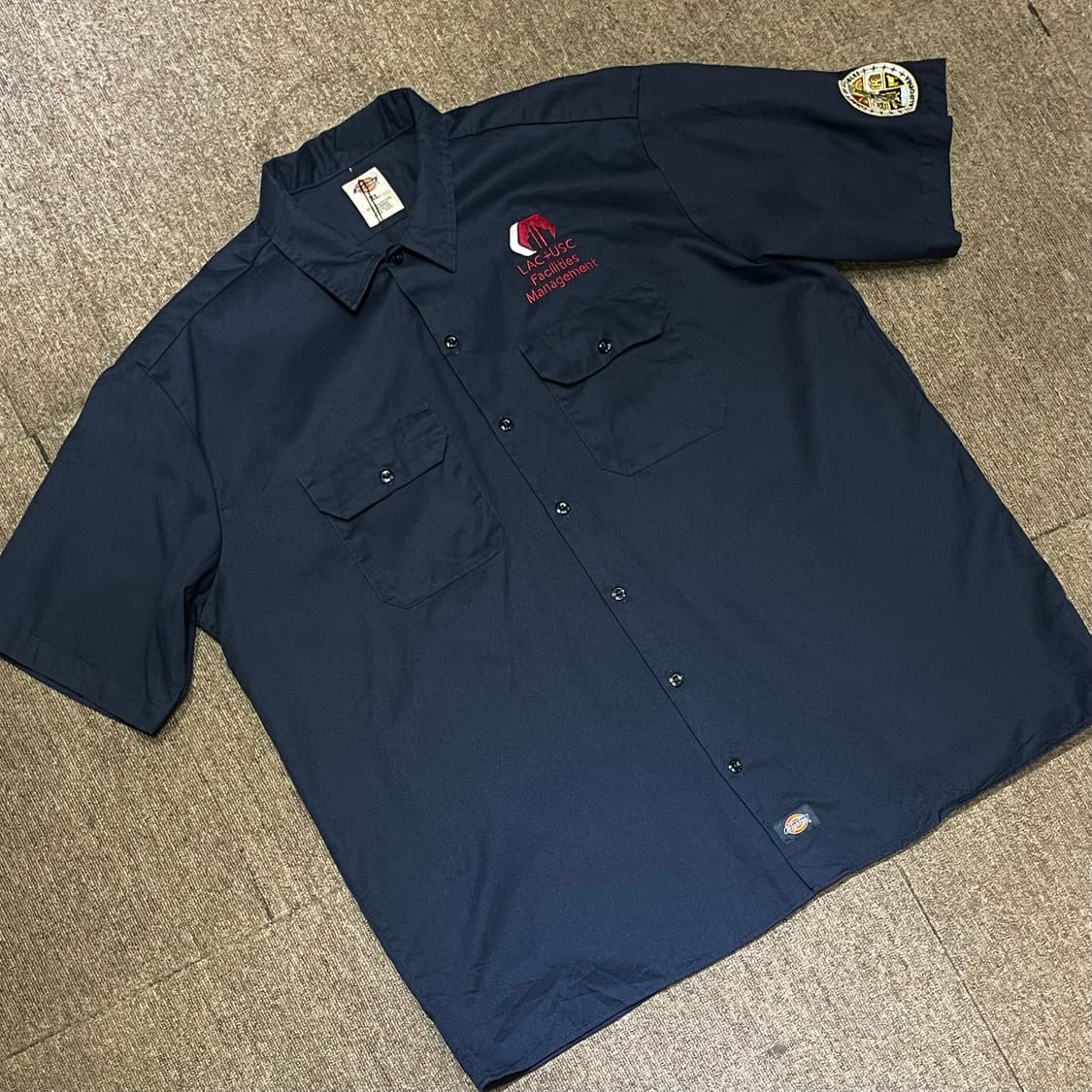 (XL) Dickies 디키즈 반팔 워크 셔츠 패치 네이비 상품이미지1