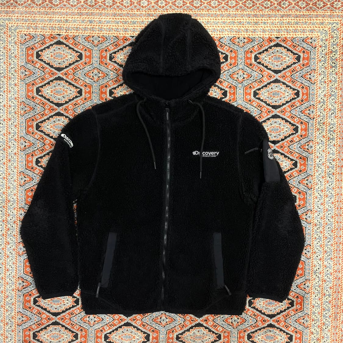 디스커버리 블랙 플리스 후드집업 남성L 상품이미지1