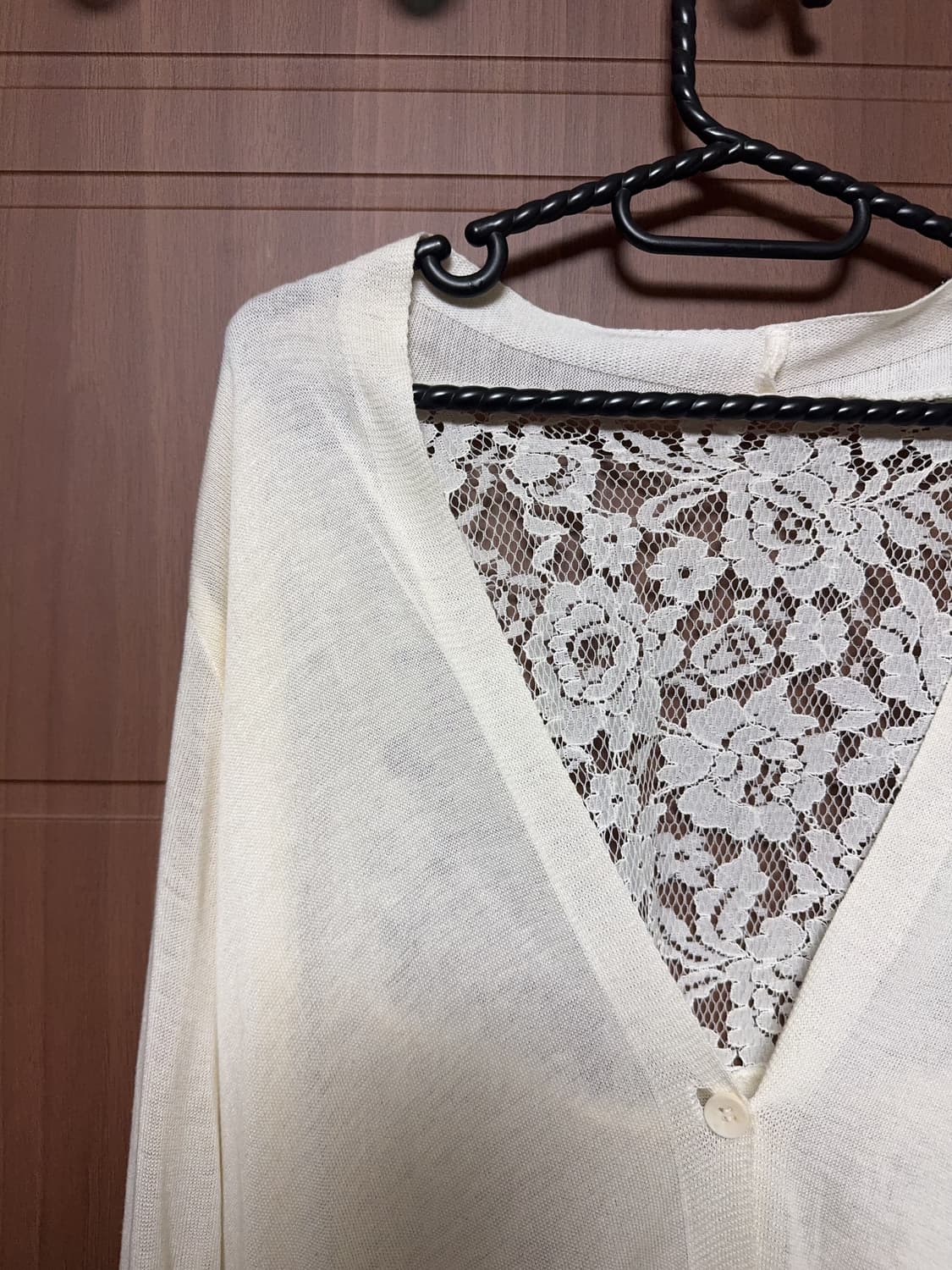 빈티지 모리걸 아이보리 레이스 언발 가디건 상품이미지3