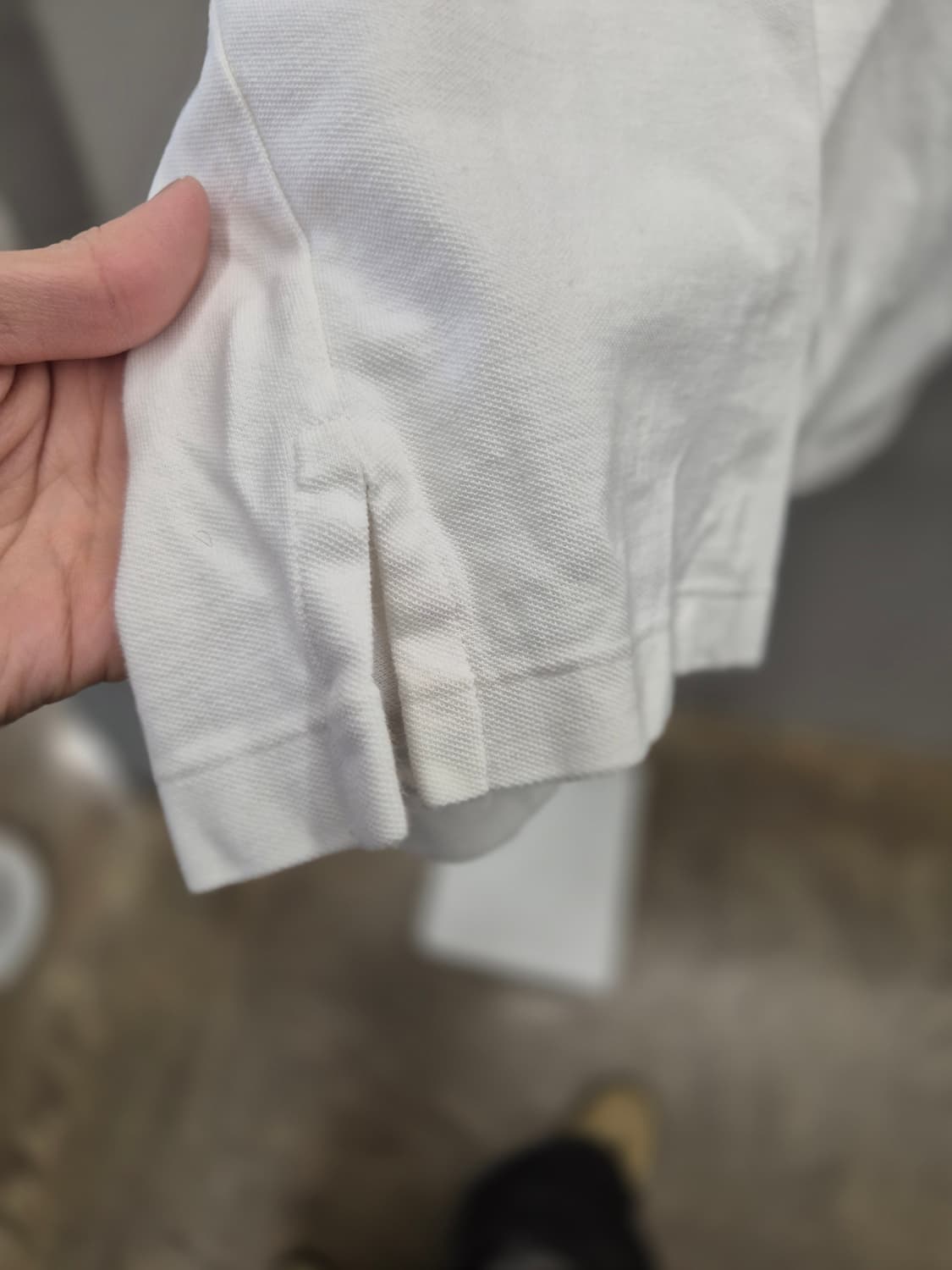 폴로 랄프로렌 화이트 메쉬 헨리넥 티셔츠 L 상품이미지5