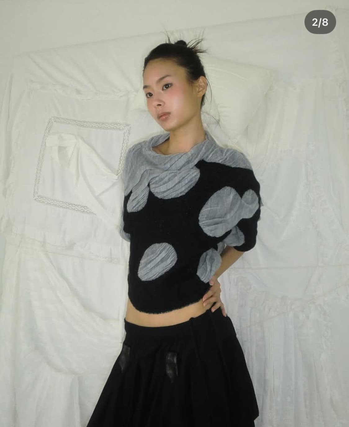 파우닝133 빈티지 팝업 도트 니트 상품이미지1