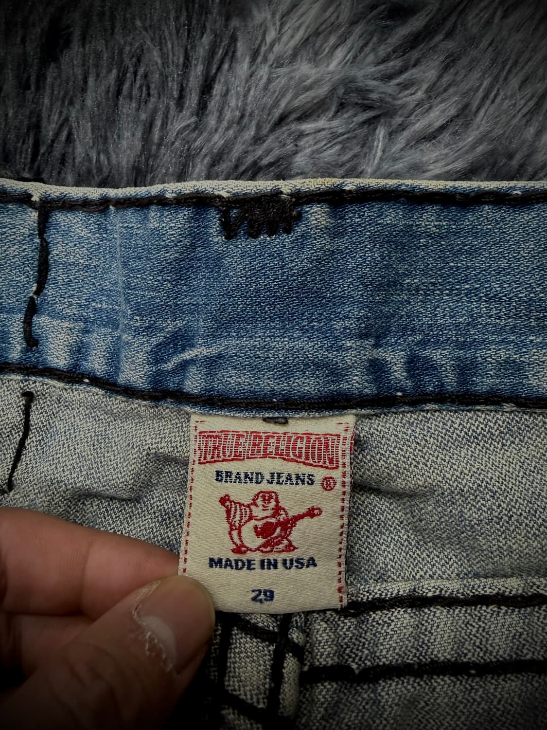True Religion 블랙 스티치 데미지 부츠컷 데님 팬츠 상품이미지9