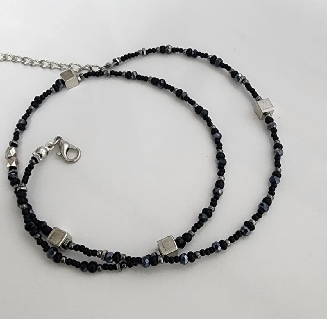 남자 블랙 실버 큐브 목걸이🖤 상품이미지3