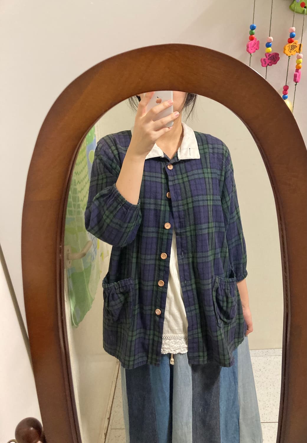 체크 우드 자켓 상품이미지2