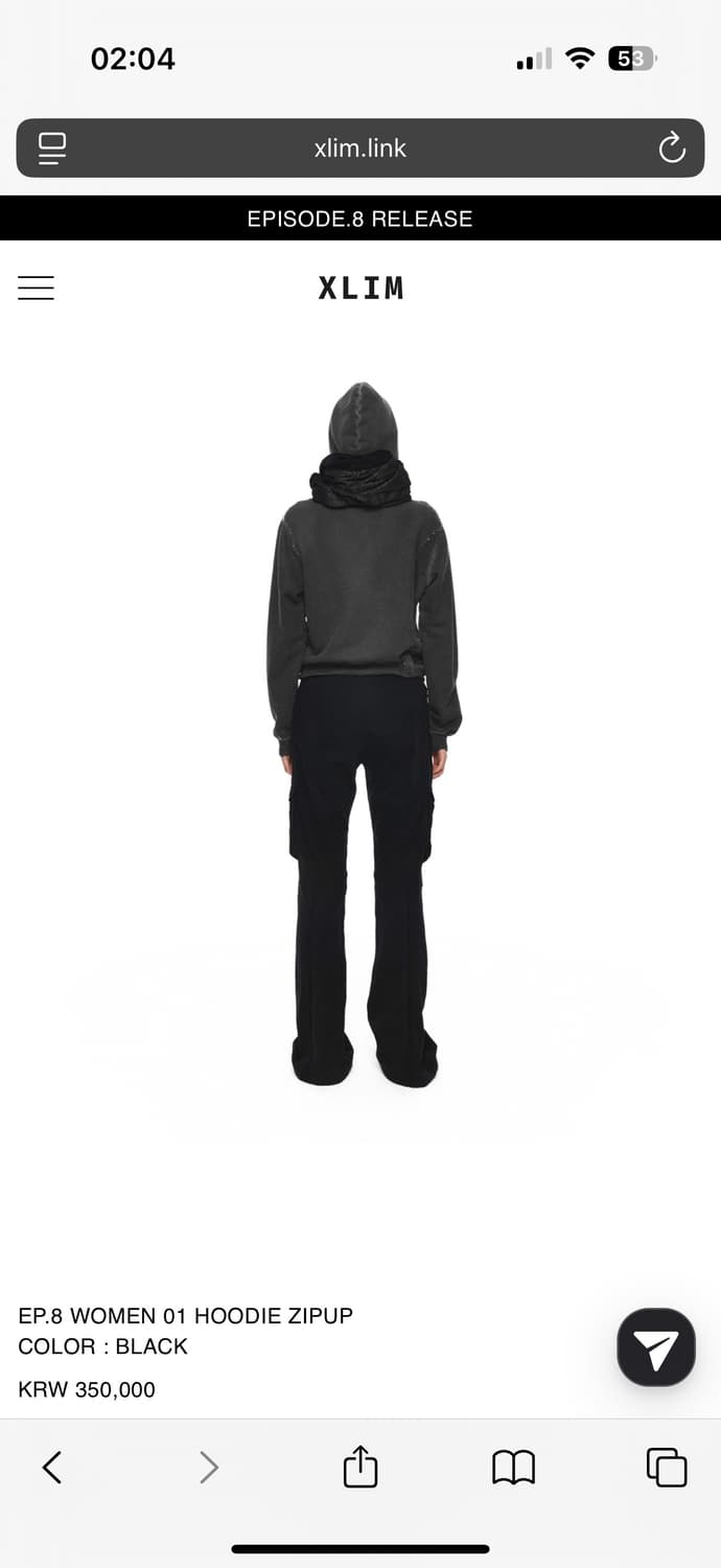 XLIM EP.8 WOMEN 01 HOODIE ZIPUP BLACK S 상품이미지9