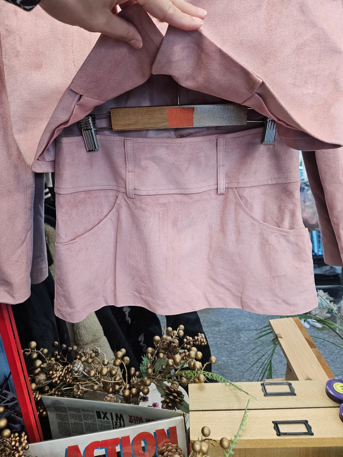 새상품) 스웨이드 셋업 S 상품이미지3